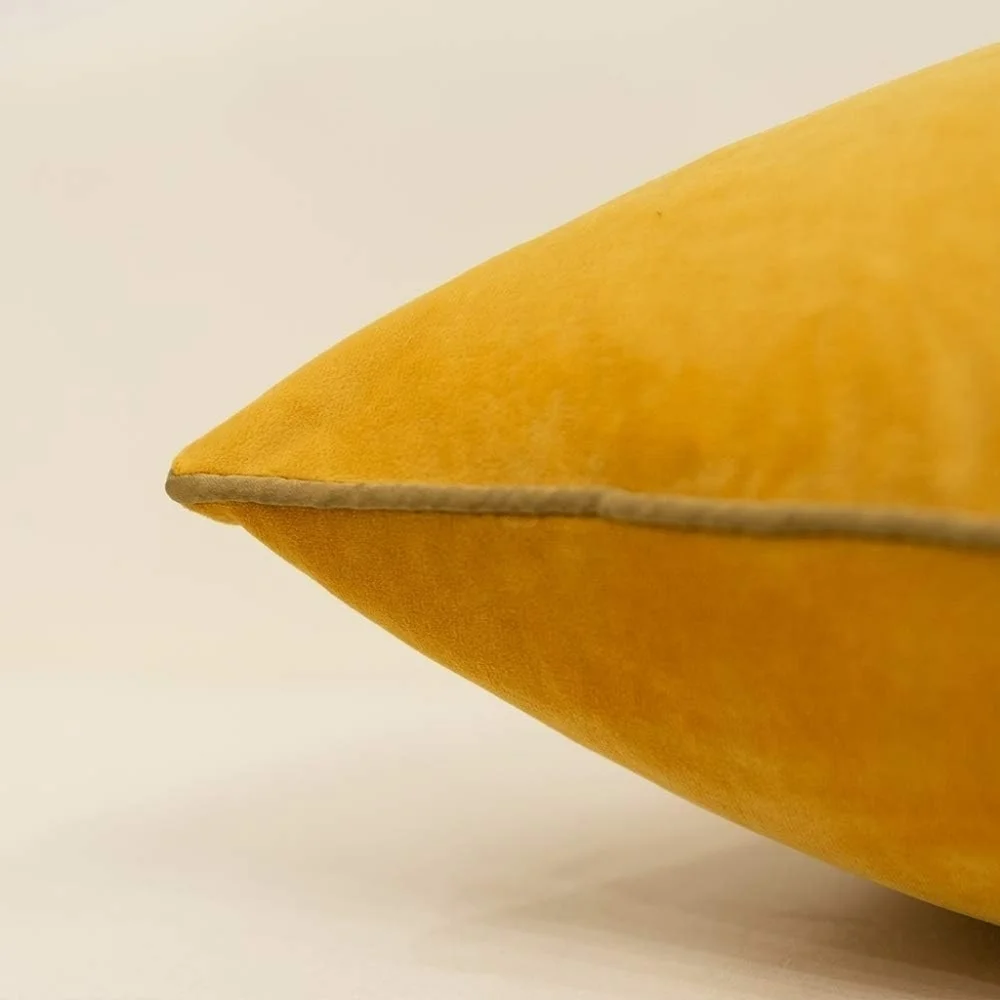 22 x 22" Yellow White Gold Faux Leather Striped Patchwork Velvet Luxury Pillow - Picture 4 of 5